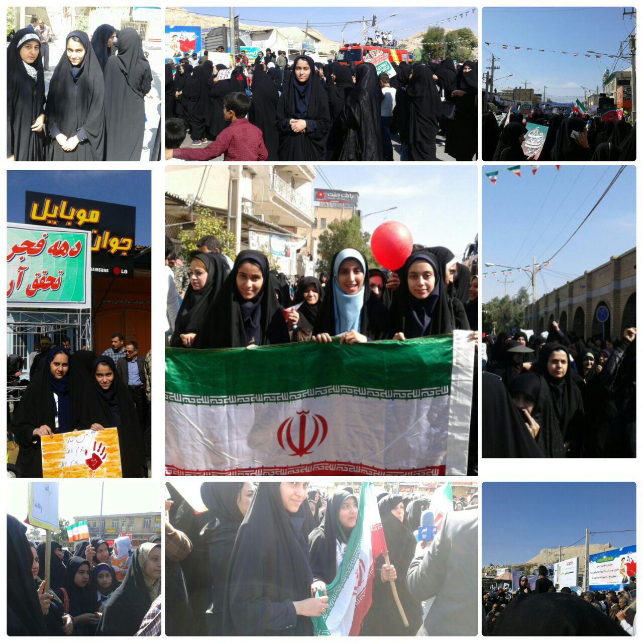 حضوردانش آموزان نرجس خاتون درراهپیمایی ۲۲بهمن